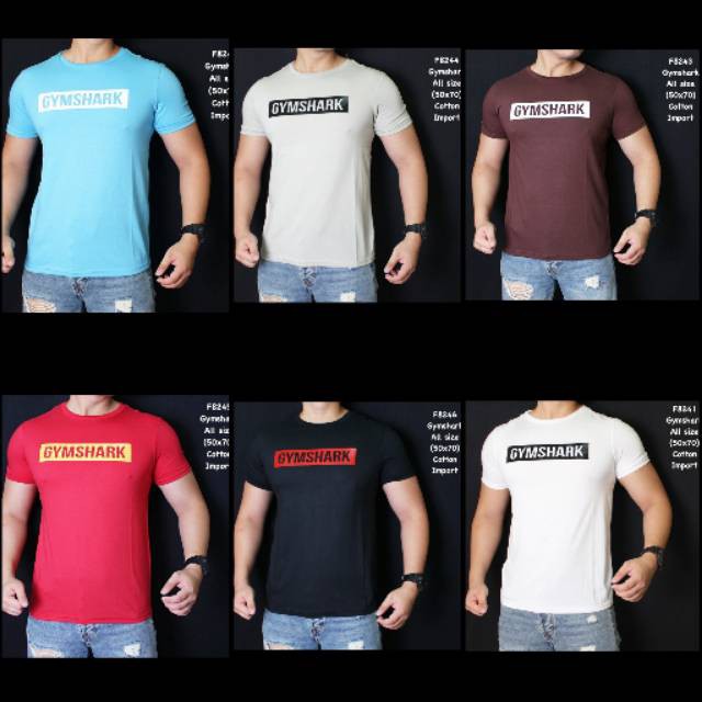 Kaos pria gym shark sport 6 warna