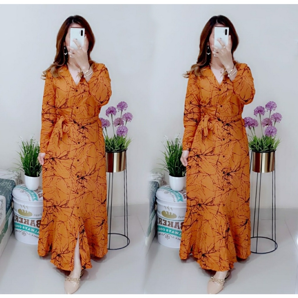 *[MCFK] Maxi / Maxi Motif lengan Panjang / Baju Maxi Panjang / Pakaian Maxi Wanita Corak