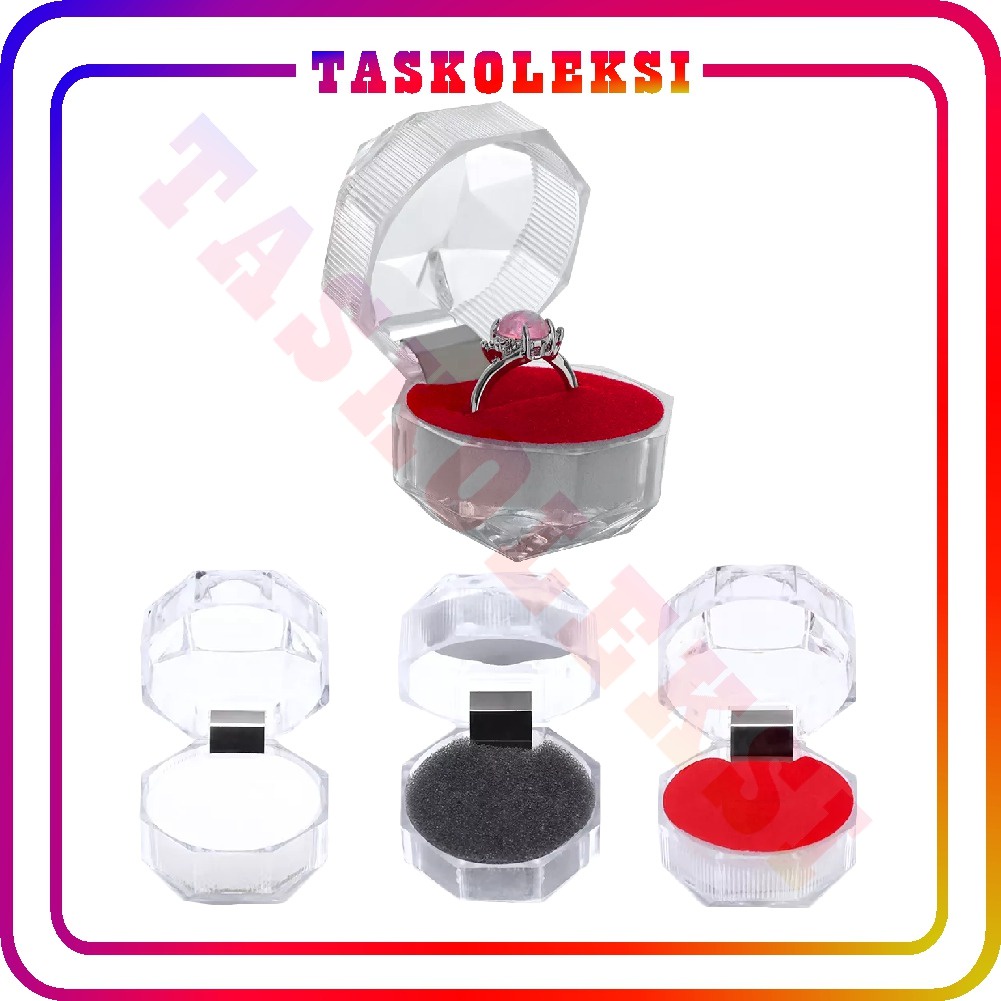 ☛TK☚ R563 Tempat/wadah/Box cincin Mika Kristal Tempat Kotak Perhiasan Acrylic Wadah Emas Unik Busa Tebal