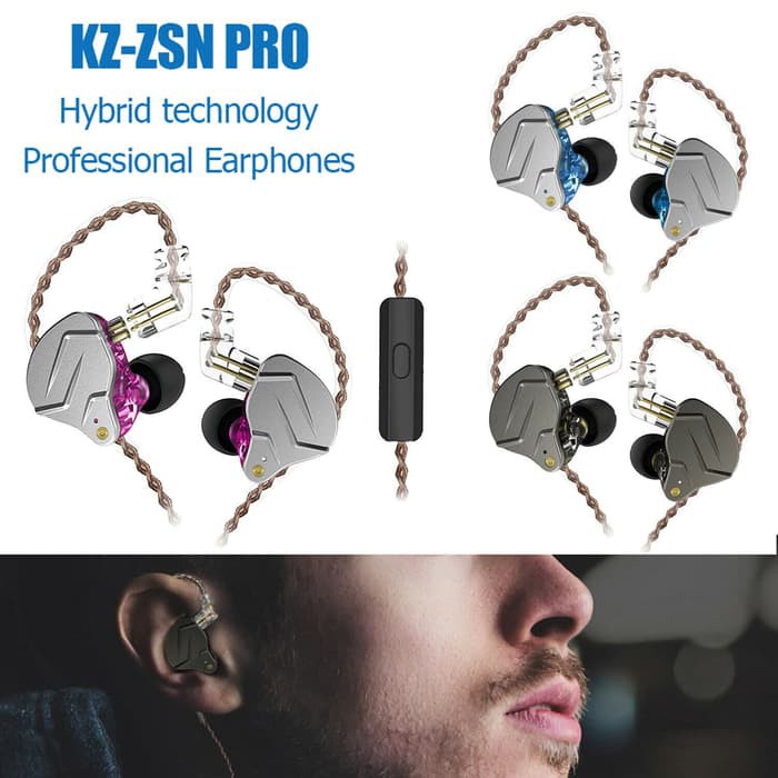 (+Mic) KZ ZSN PRO Hybrid 1BA 1DD Earphone IEM HiFi Sound SQ With Mic not ZSA ZST Pro X COD