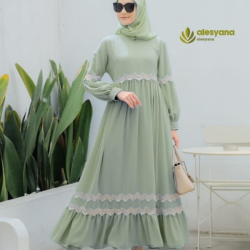 ALESYANA DRESS ORI berlabel CERUTY BABYDOLL muslim terkini model renda