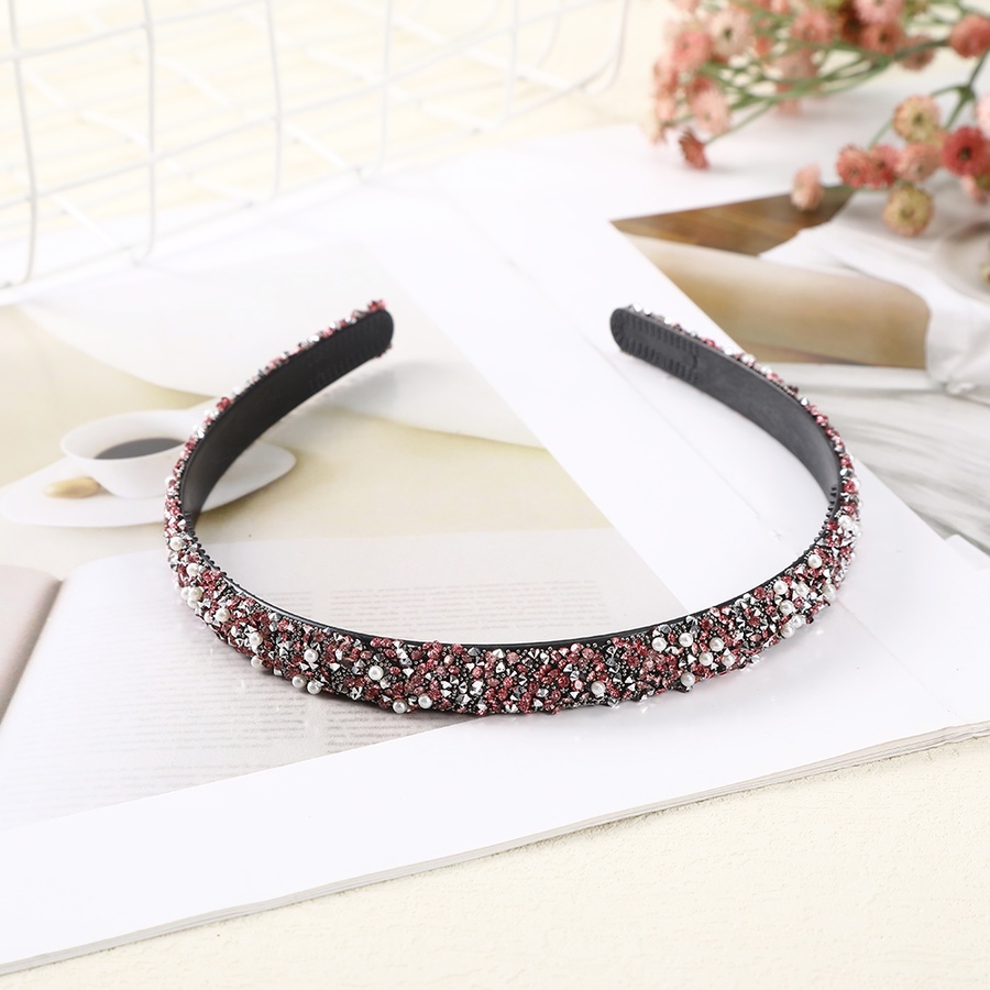 Korean Pearl Rhinestone ThinHeadband Crystal Plastic Hair Band For Woman Hair Accessories