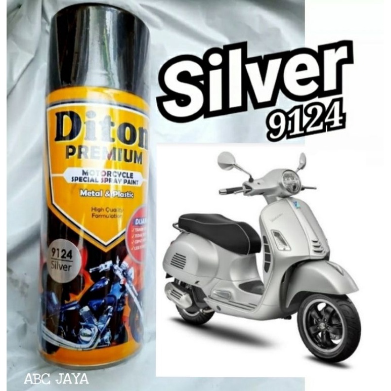 Pilok Pilox 9124 DITON Premium Silver Abu Silfer Grey Abu Cat Aerosol Otomotif Mobil Sepeda Motor