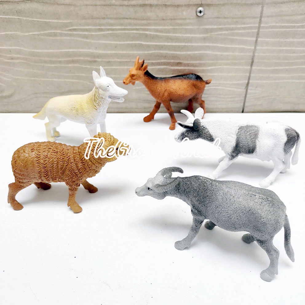 Zoo The World Animals Mainan Hewan Ternak Liar Kambing Kerbau Sapi Domba Serigala