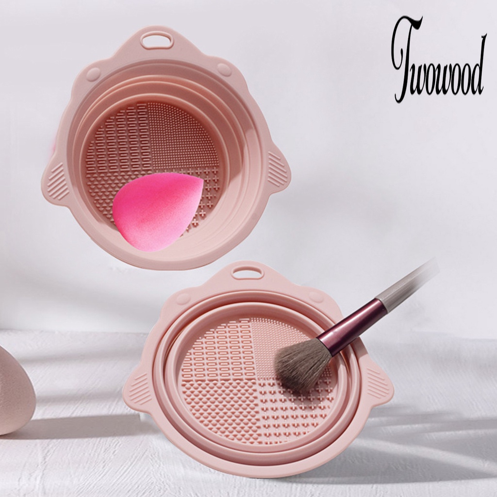 Mangkuk Cuci Brush Makeup Multifungsi Anti Bocor Permukaan Halus Portable Untuk Travel