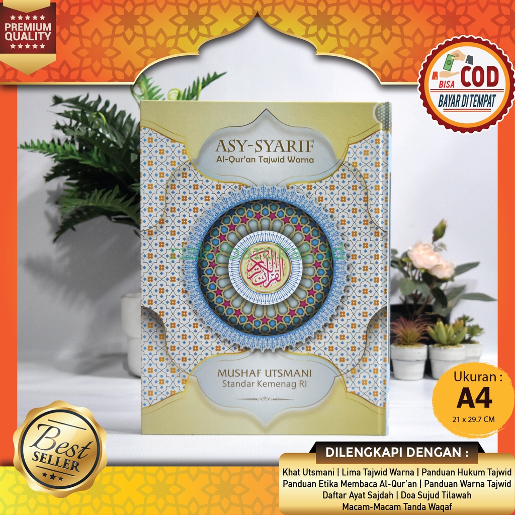 Jual Mushaf Alquran Asy Syarif A Besar Hc Tajwid Warna Al Quran Utsmani Non Terjemah Ayat Pojok