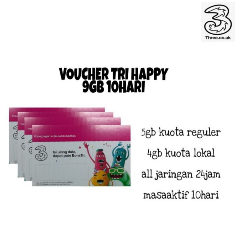 VOUCHER DATA TRI HAPPY 9GB 10HARI