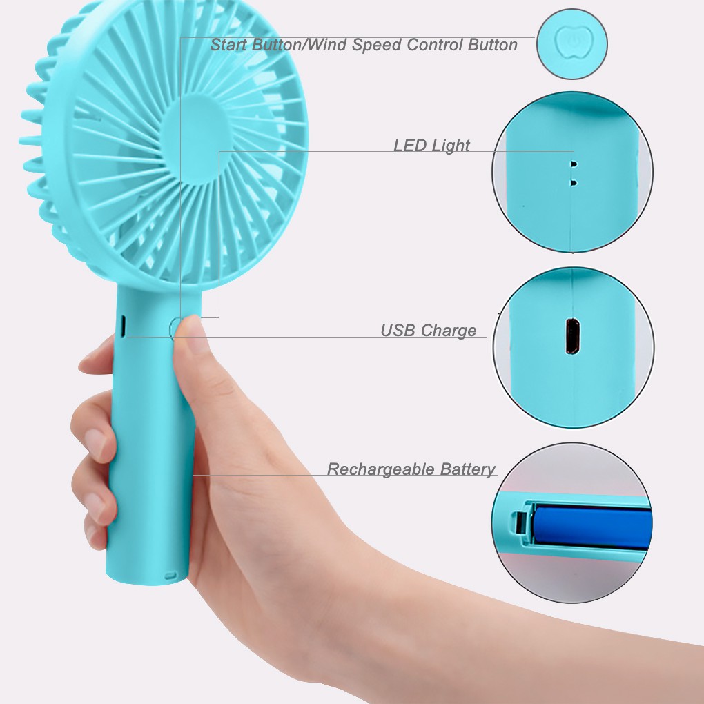 BENCO BELI 2 EXTRA 10% OFF Kipas Mini Angin Portable USB Fan 3-Speed Adjustable Handheld for Travel Office Room Household