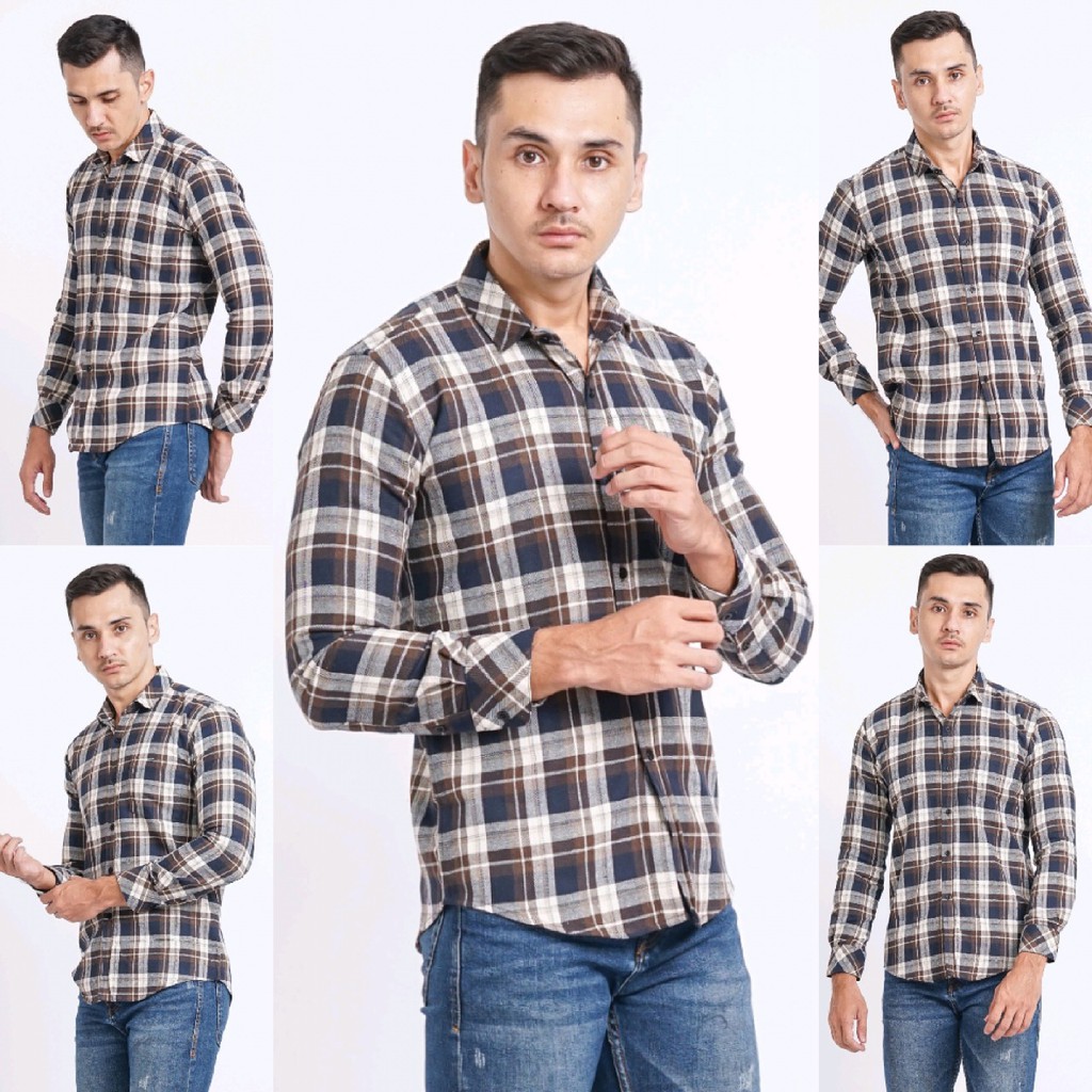 Kemeja Flanel Pria Lengan Panjang Kemeja Motif Kotak Kotak Premium Kemeja Cowok 2