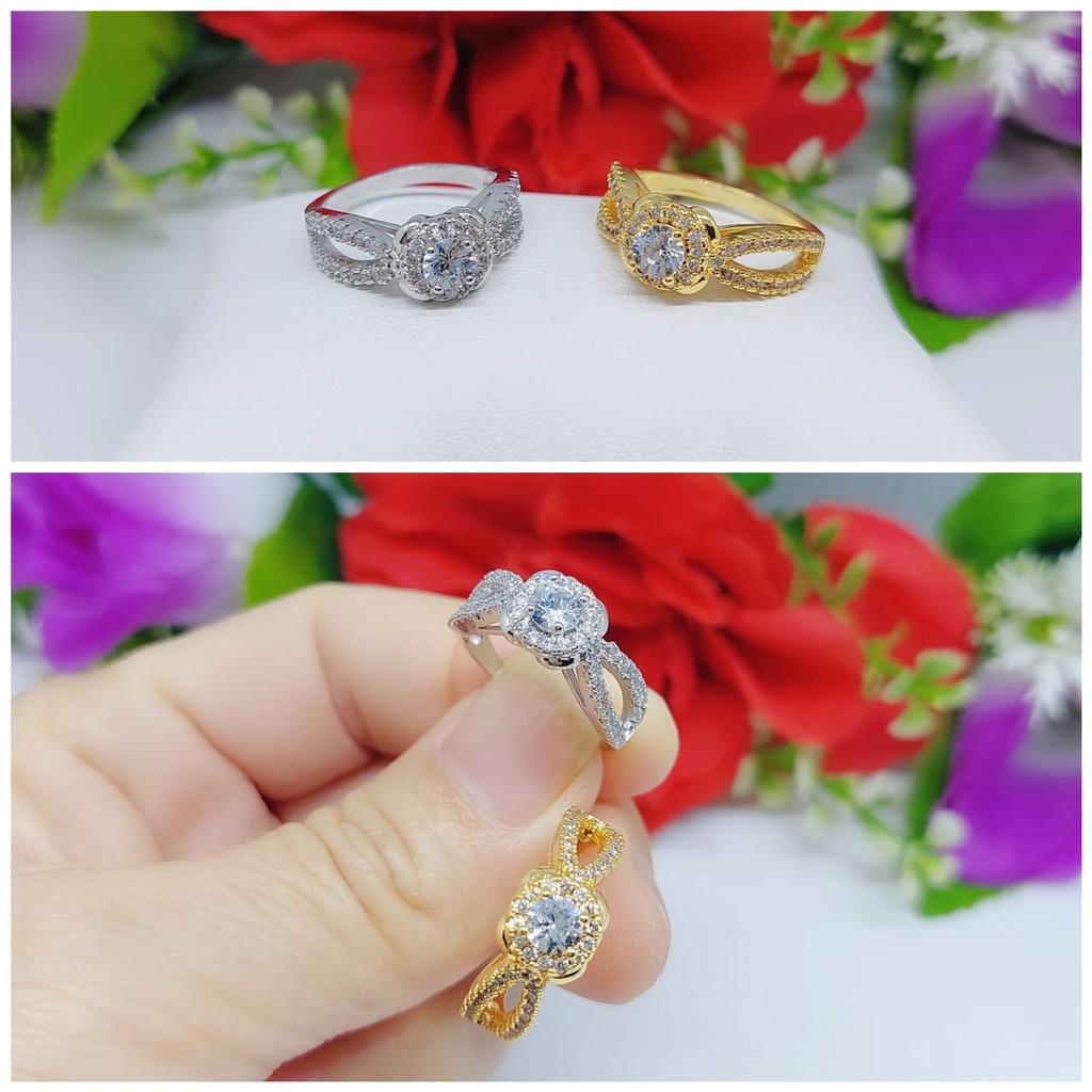 Cincin Xuping mata full lapis emas perhiasan wanita 0114-0118