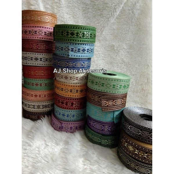 PITA RENDA GAMIS , RENDA GAMIS BORDIR LEBAR 3 CM PER ROLL
