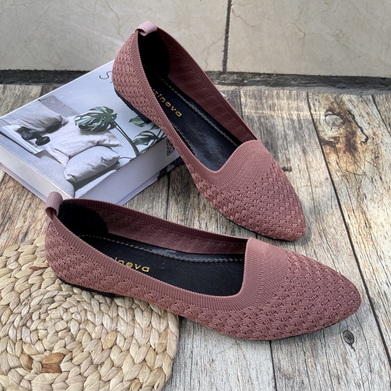 KAYZINEVA | CC03 Sepatu Wanita Rajut Flat Premium