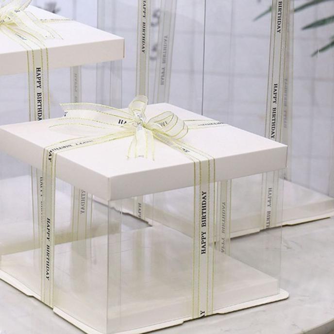 ♖ Wadah Tempat Kotak Kue Box Mika Hantaran Lamaran Nikah Transparent Cake Box Tanpa Pita Kue Seserah