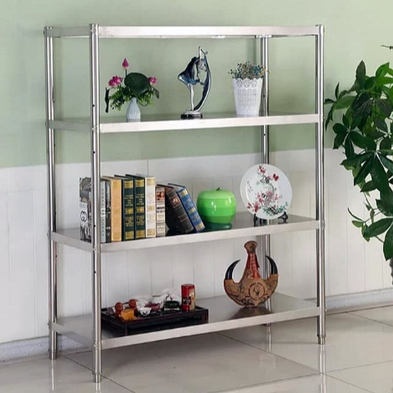 Rak Portable Susun 4 Rak Stainless Steel Multifungsi