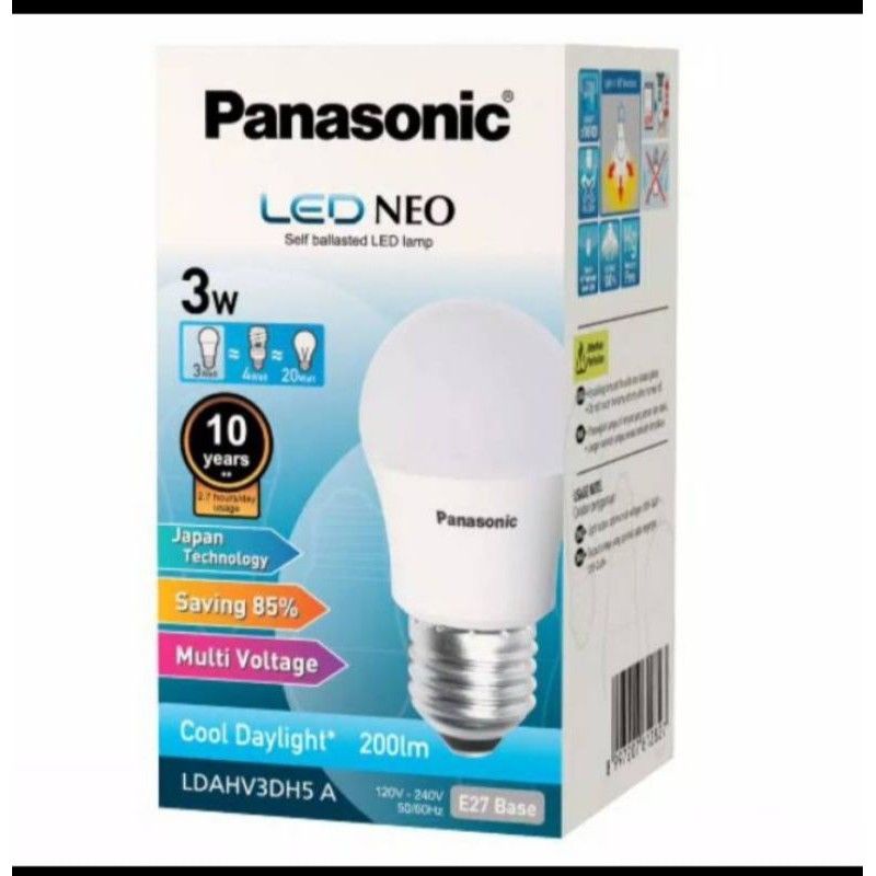 LAMPU LED PANASONIC 3 WATT NEW NEO /  LAMPU Bohlam LED PANASONIC 3W PUTIH NEW NEO