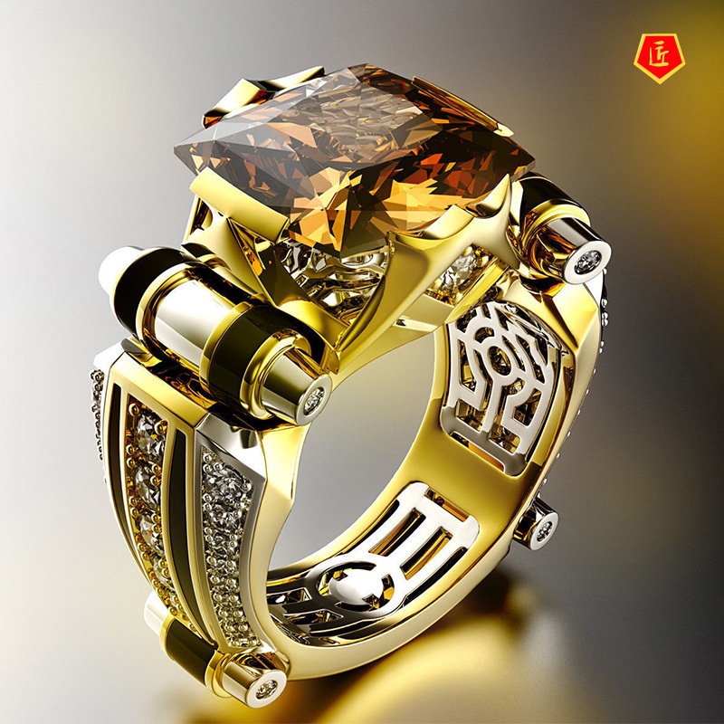 [Ready Stock]Creative Men's Domineering Color Separation Ring