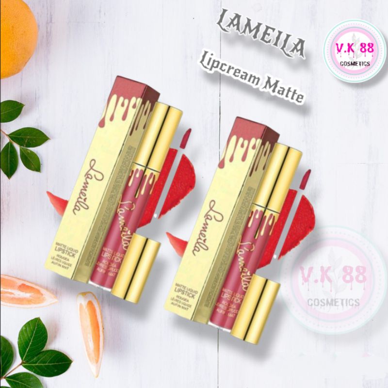 ⭐V.K 88⭐ LAMEILA Lip Cream | Lipcream Matte | Lipstick Cair 6 Warna Matte Tahan Lama | Lip Gloss | L