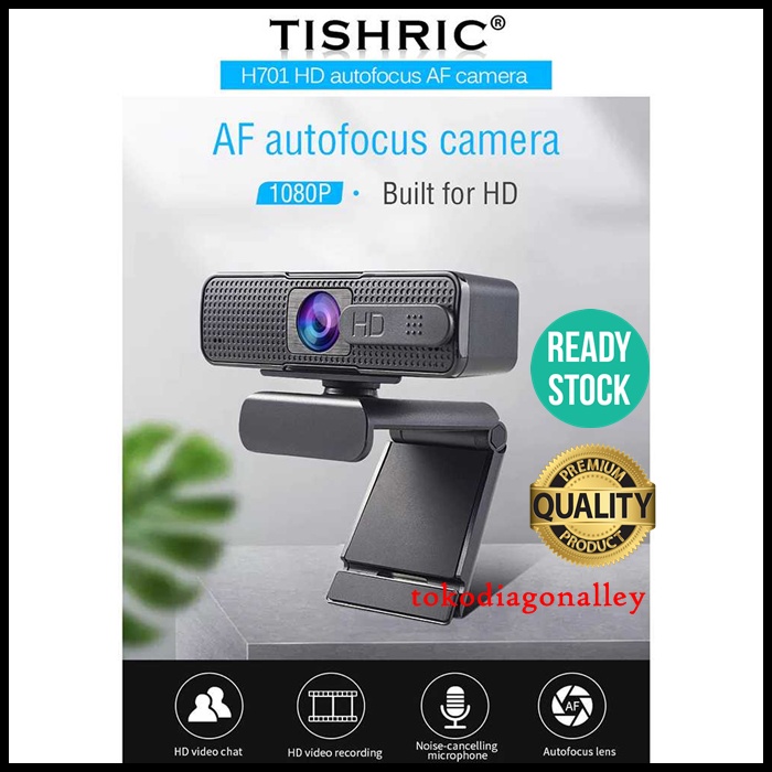 Webcam HD Laptop Computer Autofocus Video Conference 1080P with Mic dan Cover Lensa - H701