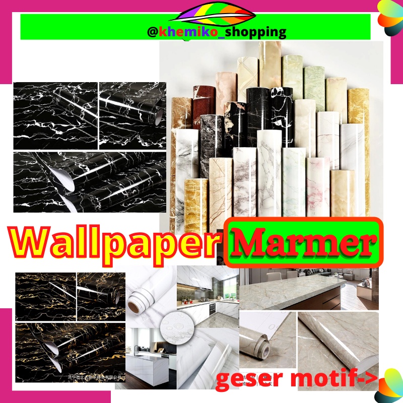 WALL WALLPAPER MARMER STIKER STICKER SETIKER DINDING GLOSSY MOTIF MARMER MARBEL DEKORASI RUMAH DINDI