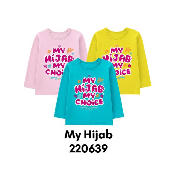 Baju Kaos Lengan Panjang Tema My Hijab Ready Bayi Anak Dewasa Bahan Katun Premium