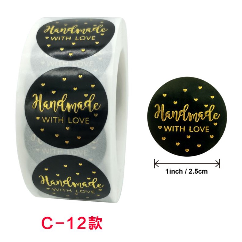 

Sticker Stiker Roll Label Cookies Kue Permen Goodie HANDMADE 01 BLACK