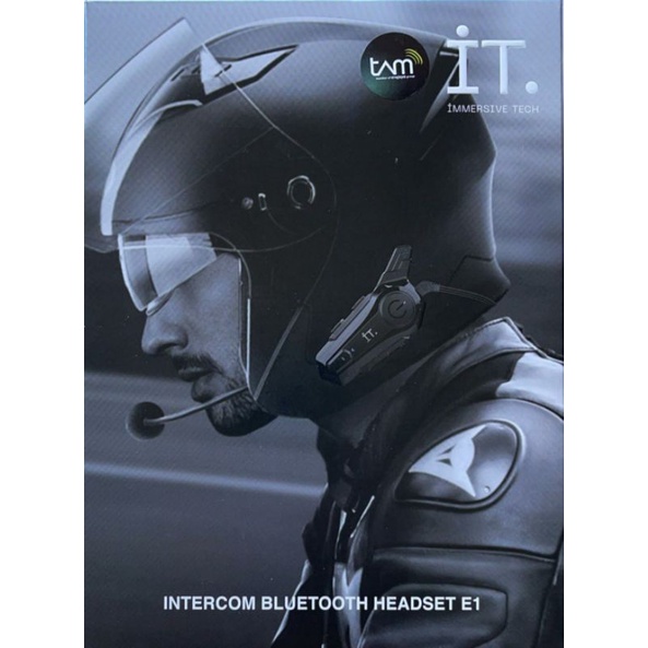 Intercom IT E1 Garansi Resmi TAM Bluetooth Riding Headset untuk Helm Half Face dan Helm Full Face