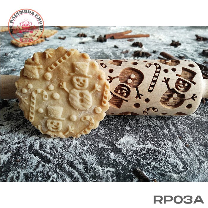 

Rolling Pin Kayu Motif Snowman RP03A
