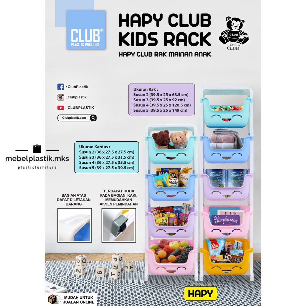 Rak Susun/ Rak Lucu Plastik/ Rak Serbaguna/ Rak Hapy Club