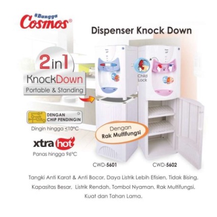 Cosmos Dispenser Air Galon Atas + Rak Extra Hot Cold CWD-5602 CWD 5602