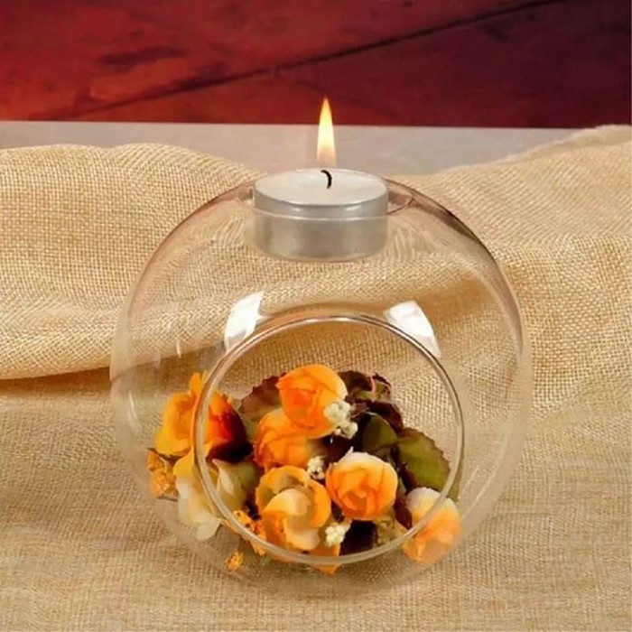 Pot Terrarium Candle 10cm Pot Kaca Terrarium Vas Bunga Tempat Lilin