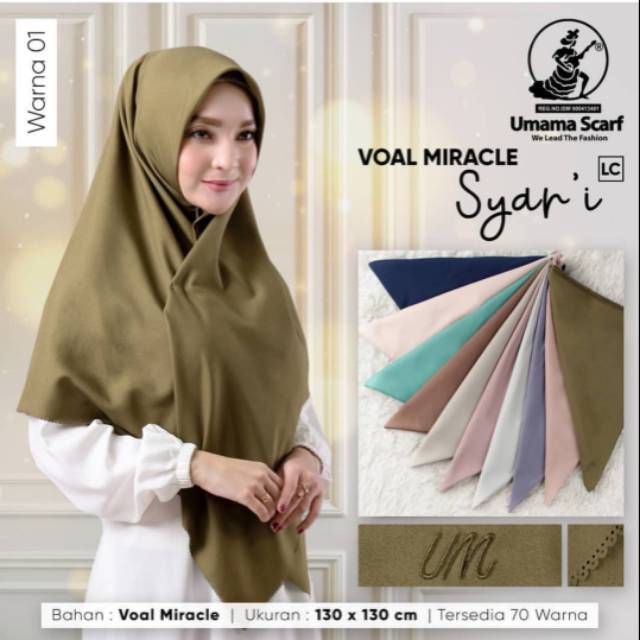 Jual Hijab Segiempat Ukuran Besar 130x130 Cm Bahan Voal Merk Umama Voal Miracle Syari 4808