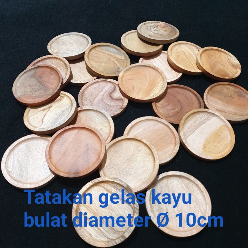 Rustic Round coaster  10 cm  tatakan gelas kayu  bulat  