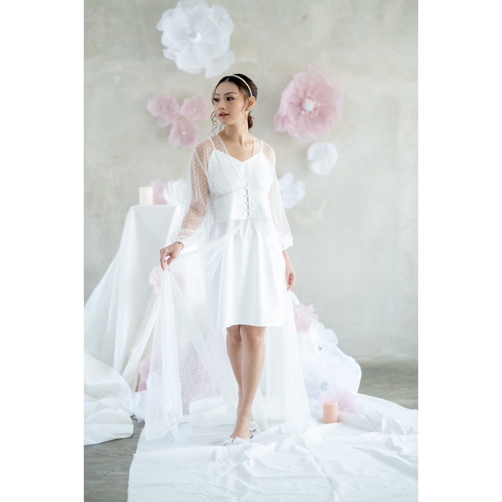 Serenity Tulle Obi Robe- FAE Collection- Kimono Pengantin Bride Robe Maternity Robe Premium 3D Brokat Wedding Robe