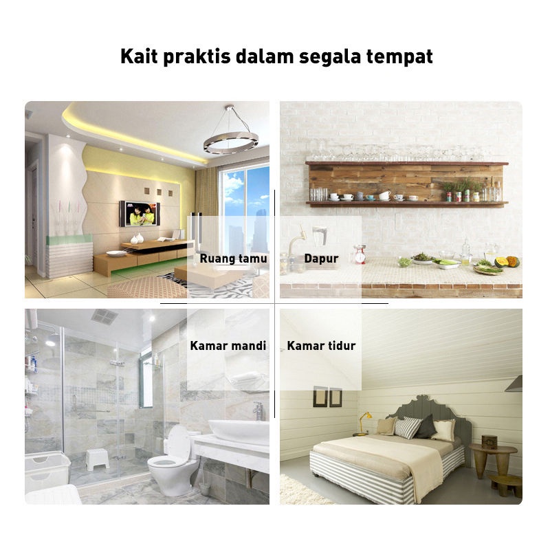 Gantungan Tempel Dinding Hook Tempel Ajaib Tempelan Dinding Super Kuat Gantungan Baju Multifungsi Untuk Dapur Dan Kamar Mandi