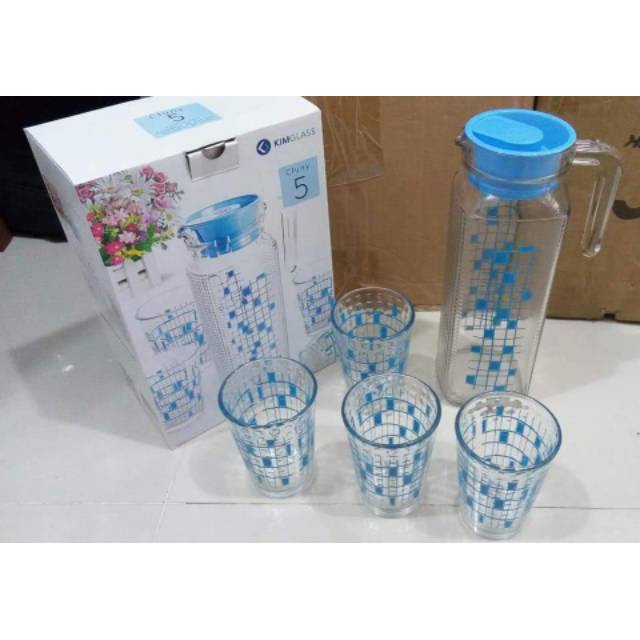 Teko set gelas Kim glass khusu gosend