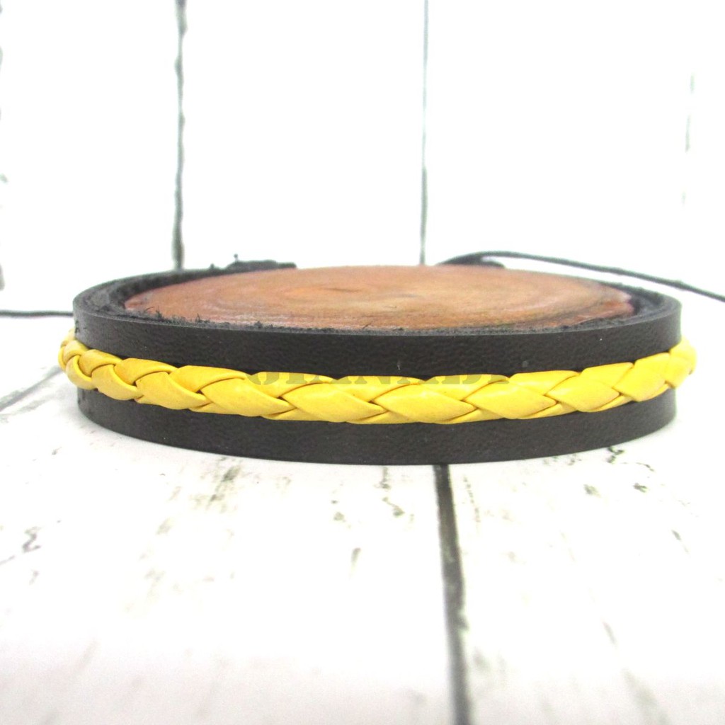 Gelang Pria Wanita | Gelang Tali | Gelang Kulit PU | Gelang Couple Gianabi Kuning