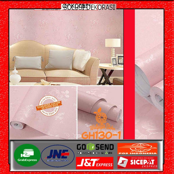 Wallpaper Stiker Dinding 10 Meter x 45cm / Bahan PVC Anti Air / Motif Pink Rose Flower