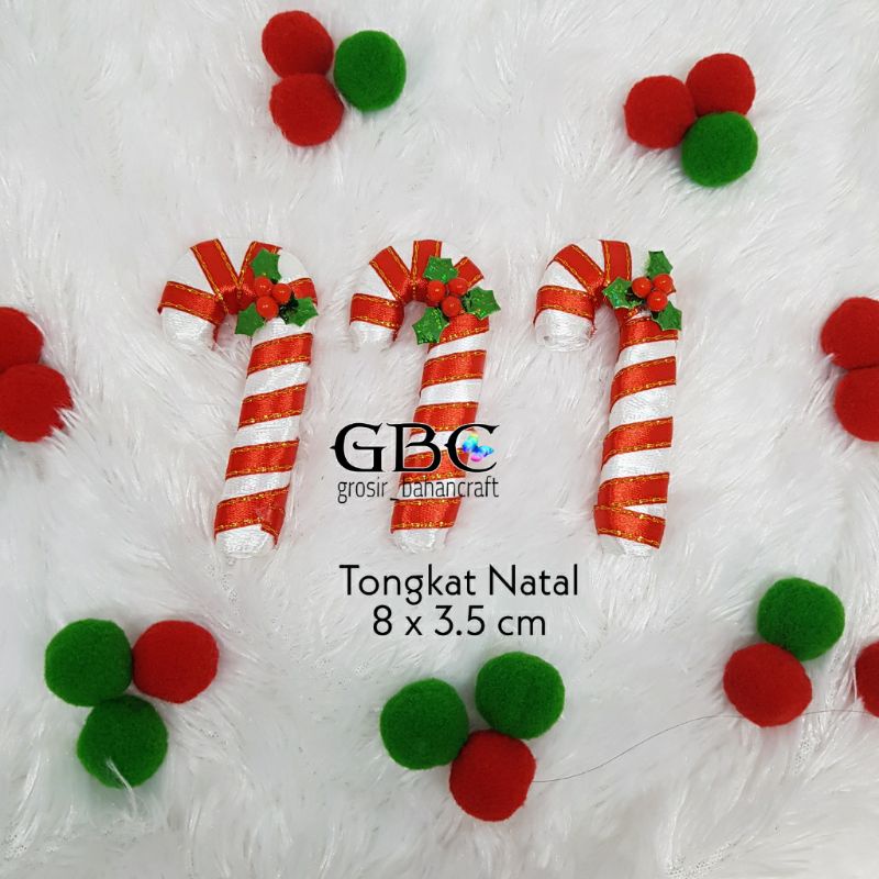 

6 pcs tongkat natal 8 x 3.5 cm hiasan natal hampers natal