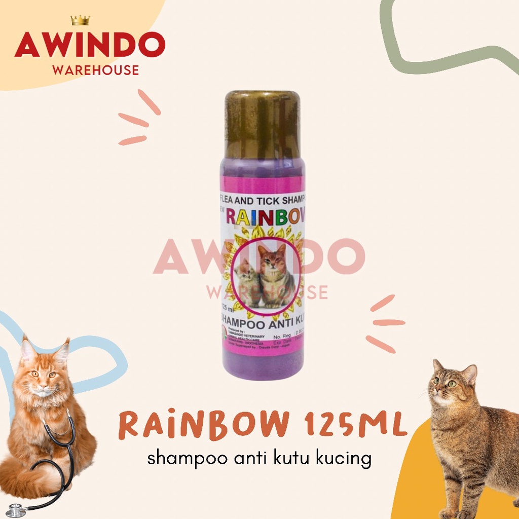 RAINBOW 125ML - Shampo Anti Kutu Kucing Cat Kitten Flea Tick Shampoo