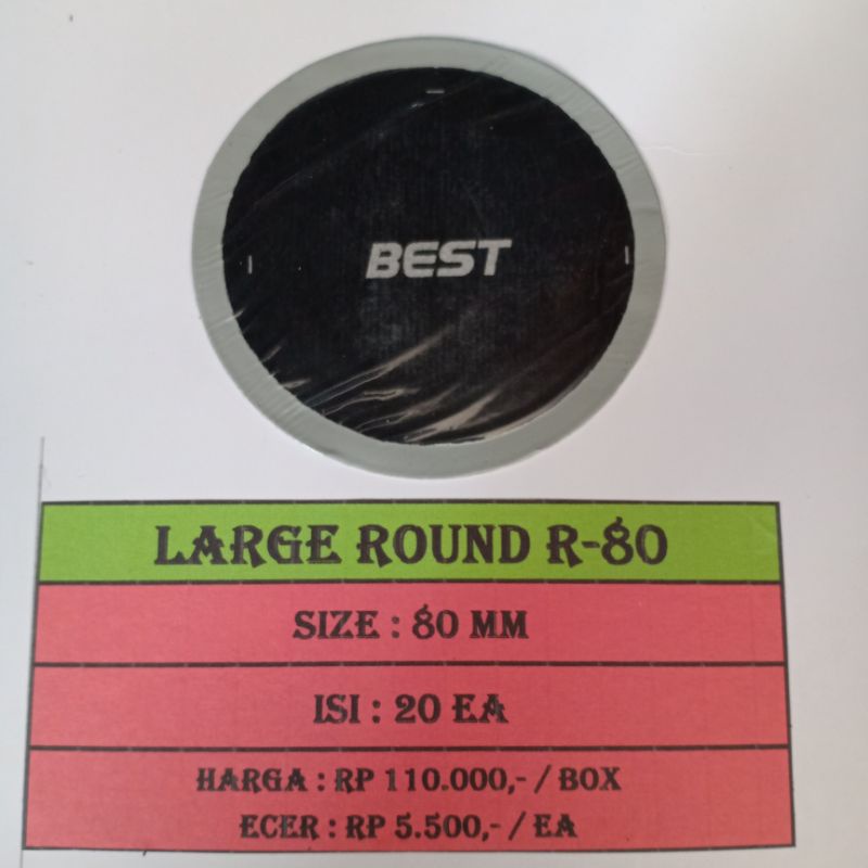 Bestpatch Large Round 80mm Per Pcs / Biji / Lembar - Karet Tambal Ban Dalam - Best - Bestpatch