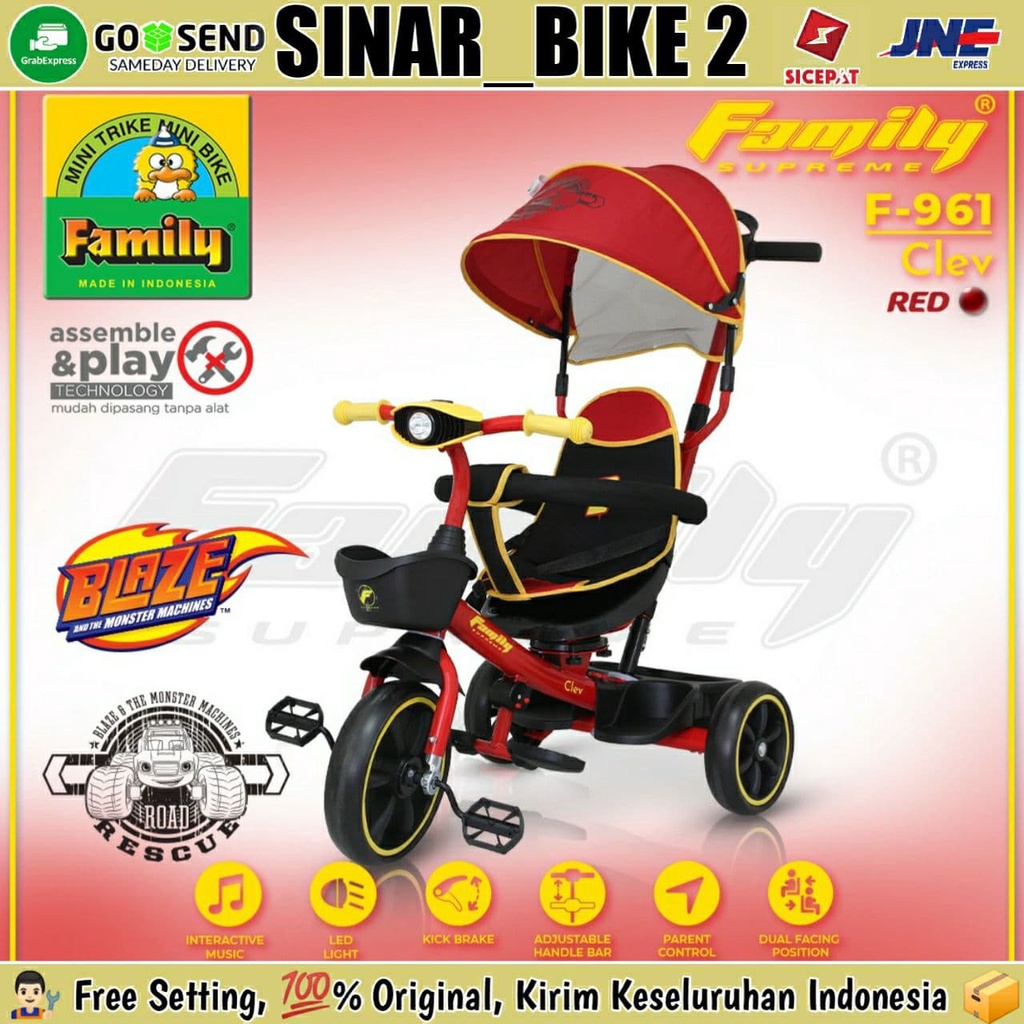 Sepeda Anak Roda Tiga FAMILY F-961 Musik Kursi Putar