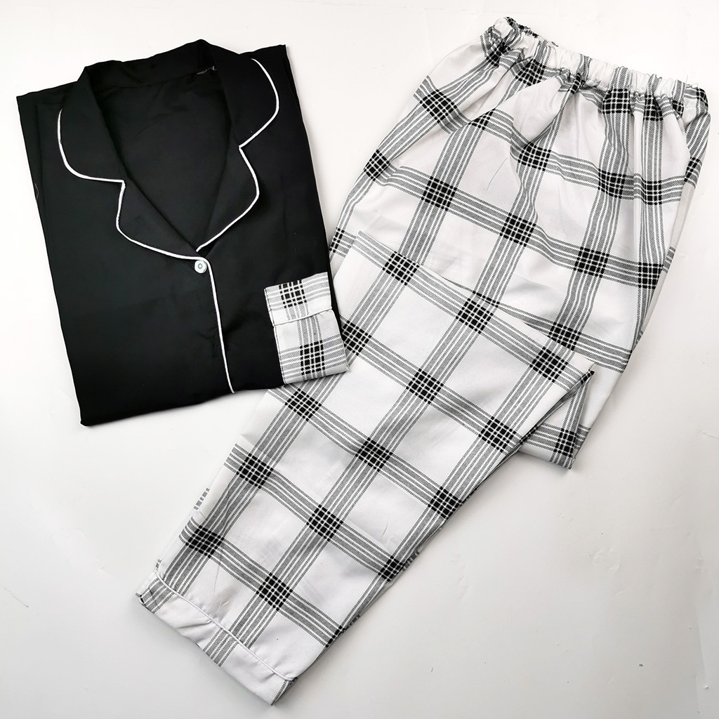 Baju Tidur Piyama Wanita Dewasa Setelan CP Motif Trendy-CPL CHELSE WHITE COM