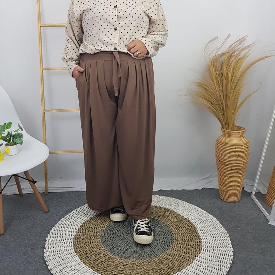 ➾ CELANA KULOT JUMBO BIG SIZE WANITA PINGGANG KARET HAMIL KEKINIAN LP 130 CM XXXL SAMPAI BB 100 KG ♠