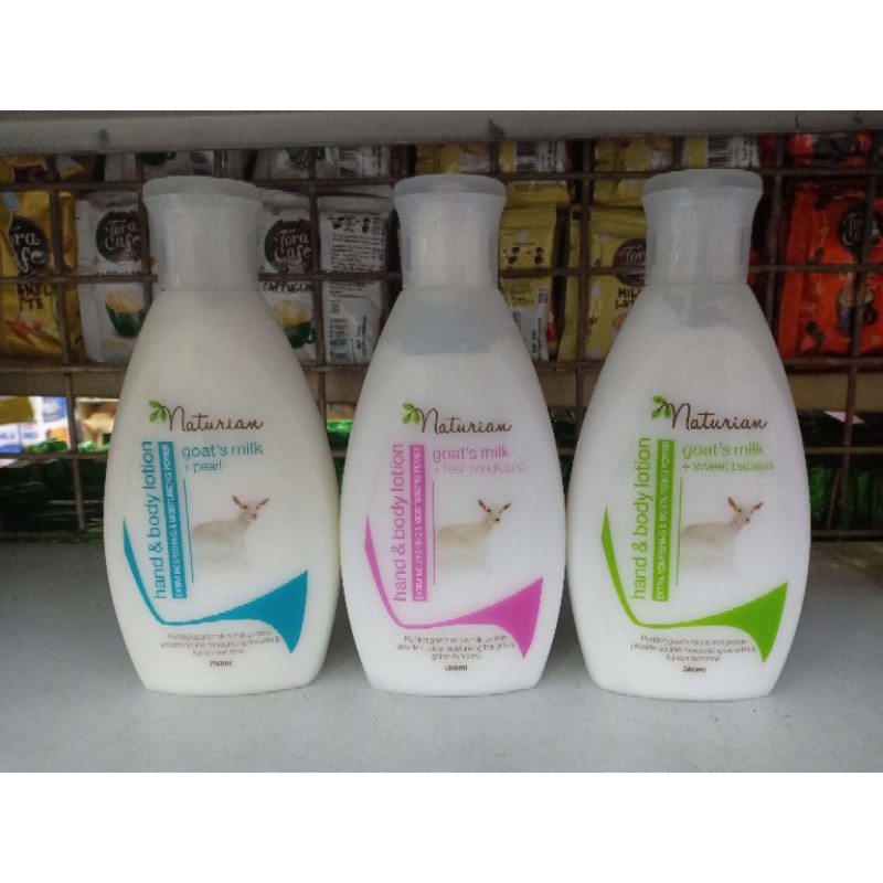 Naturian Body Lotion goat's milk Pearl, Fresh Bengkuang, Sweet Pepaya 250ml