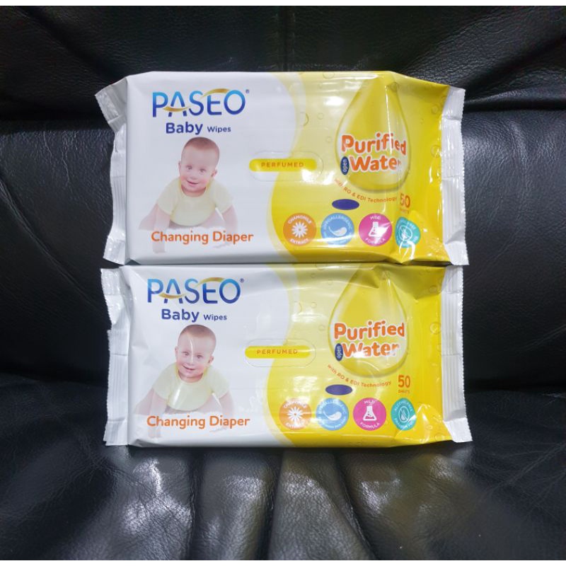 PASEO BABY WIPES 50 SHEETS TISSUE BASAH PASEO