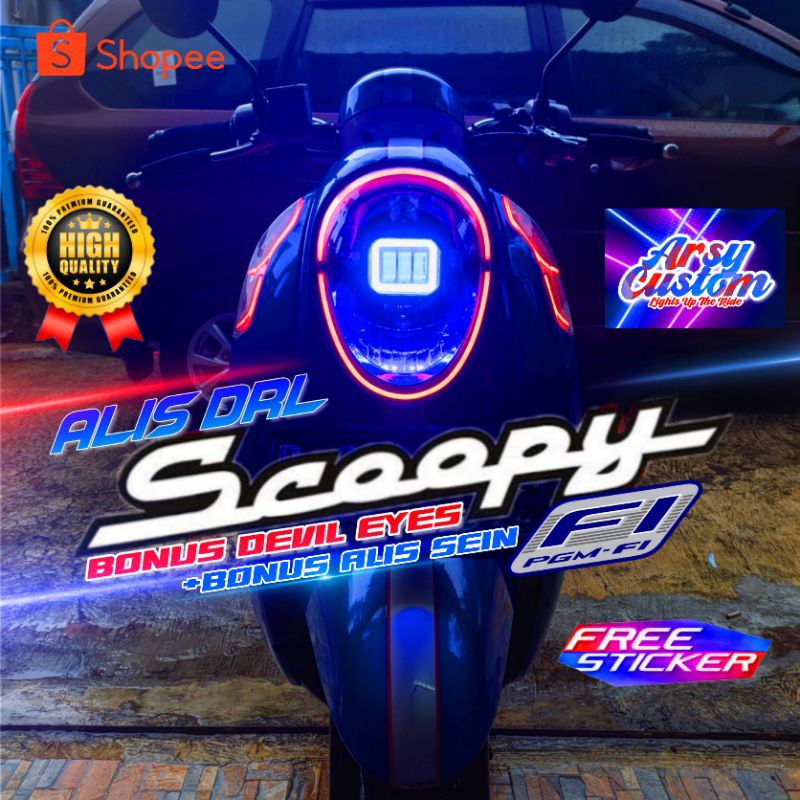 LAMPU ALIS SCOOPY FI 2013 2014 2015 2016 2017 Paket Sein Depan Belakang Bonus Devil Eyes