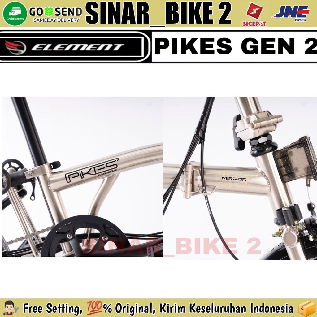 Sepeda Lipat ELEMENT PIKES GEN 2 Chrome Silver Folding Bike Trifold