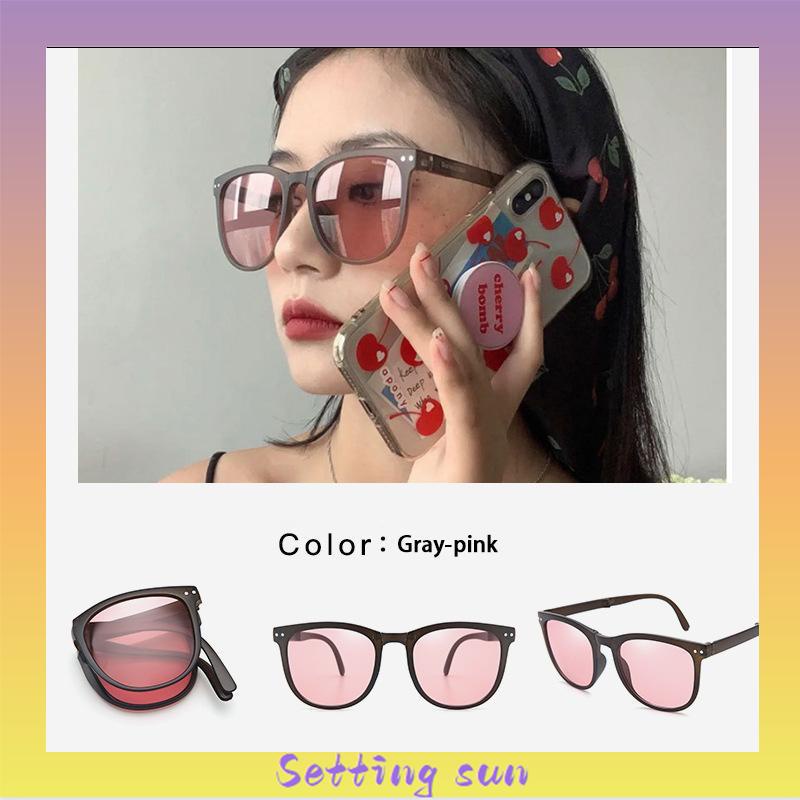 Kacamata Hitam Terbaru Bisa Di Lipat Sunglasses Anti-Uv Wanita Pria Import Kacamata Fashion TN