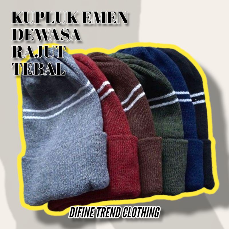 KUPLUK RAJUT EMEN TEBAL / KUPLUK DEWASA BEANIS HAT