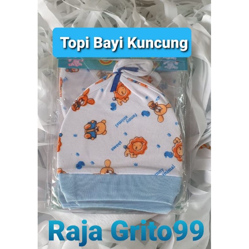 Topi Bayi kuncung print / topi Kupluk bayi motif sablon